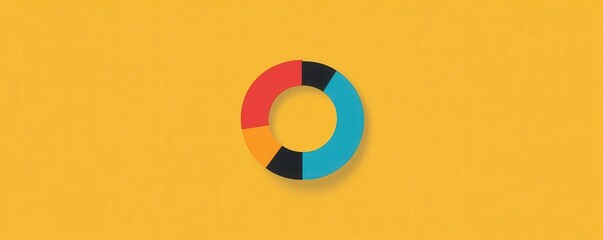Obraz premium A vibrant, circular graphic featuring segments in red, yellow, black, and blue, set against a bright yellow background.