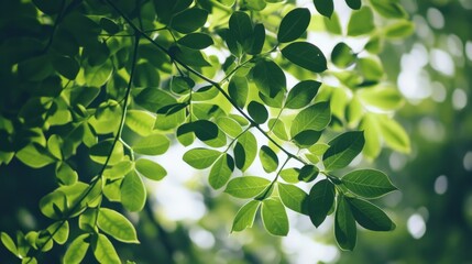 Obraz premium Vibrant Moringa Leaves - Organic Superfood for Health and Wellness Visuals