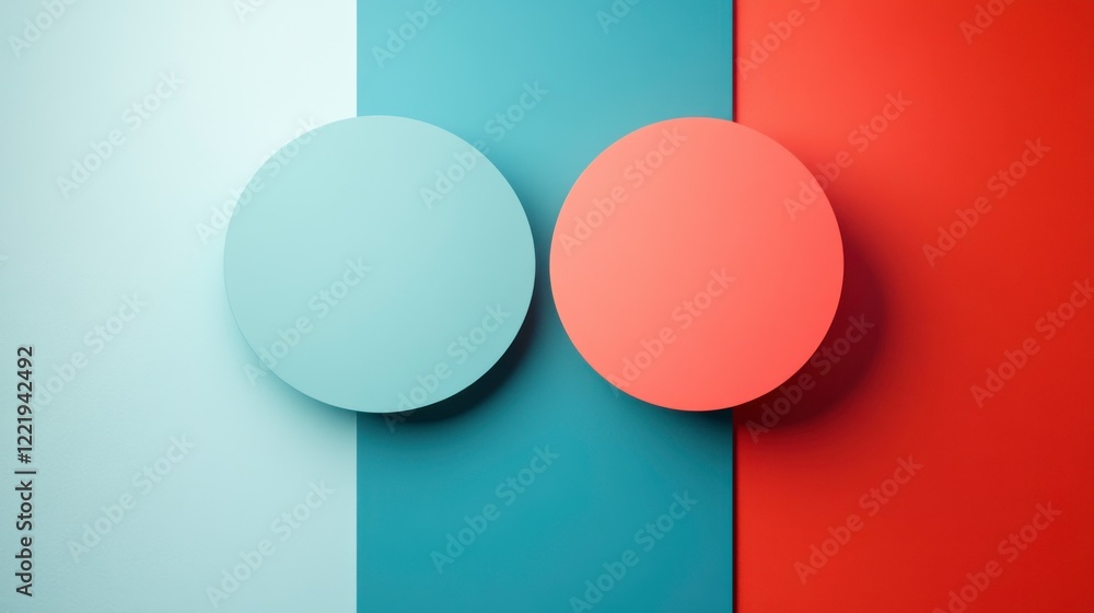 Poster a minimalist design featuring two overlapping circles in contrasting colors against a smooth backdro