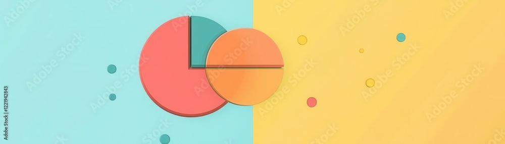 Poster a colorful graphic featuring overlapping circles and a pie chart design against a teal and yellow ba