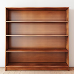 Empty Wooden Bookshelf Four Shelves Brown Wood Home Decor