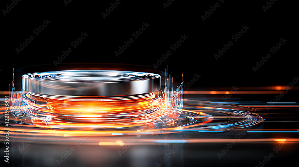 Poster dynamic energy waves abstract art high-tech environment digital design close-up view visual innovati