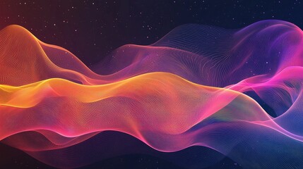 a background featuring flowing abstract waves in vibrant colors, suggesting movement and energy.