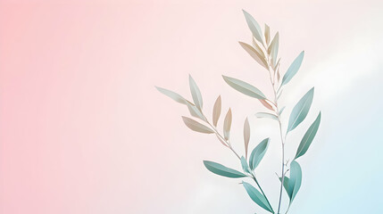 Fototapeta premium Soft Abstract Background with Green Leaves and Pastel Colors