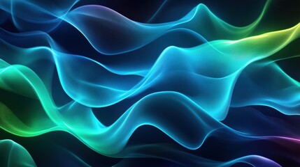 Fototapeta premium A glowing digital matrix of interwoven blue and green lines forming a clean and dynamic tech-inspired pattern