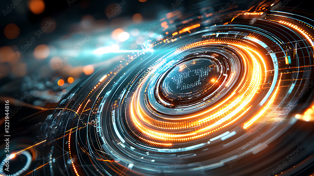 Poster dynamic digital circuitry displaying technology innovation futuristic design graphic art modern envi
