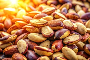 Obraz premium Aerial View of Shelled Brazil Nuts, Heap of Organic Brazil Nuts from Above