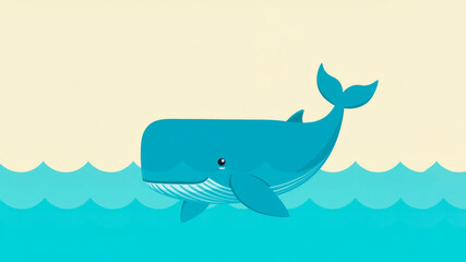Naklejka premium International Day The blue whale event banner. Blue whale on white background with place for text, copy text