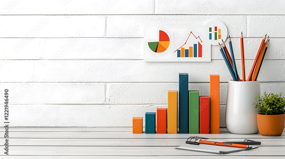 Aufkleber analyzing business growth charts and graphs office space infographic presentation professional envir