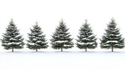 Fototapeta premium Snow-Covered Pine Trees in Winter Landscape