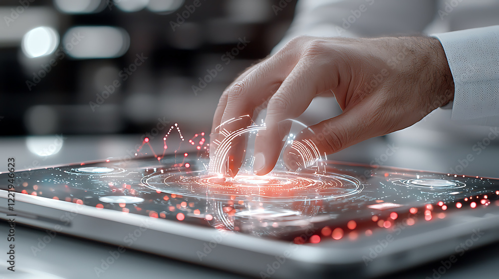 Aufkleber interactive technology demonstration modern office digital interface clean environment close-up view