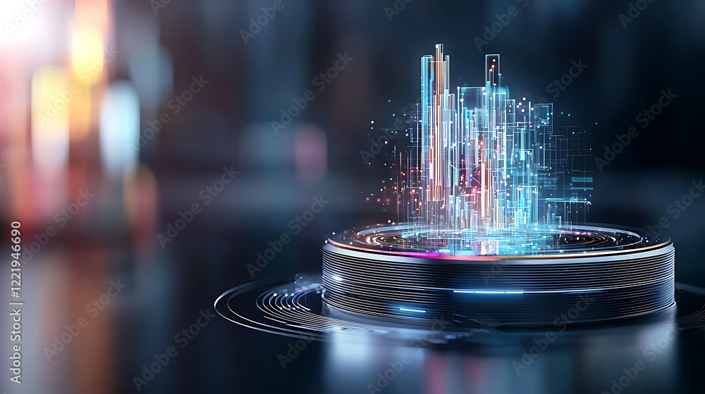 Poster dynamic digital visualization of data insights virtual environment 3d graphics futuristic perspectiv