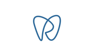 a graphic image with the theme of the letter R teeth, on a white background. vector graphic base.