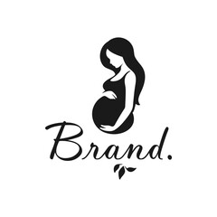 mom pregnant simple logo vector template illustration