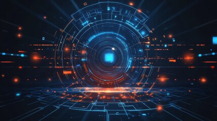 Obraz premium Futuristic Digital Interface Showing Email Transmission