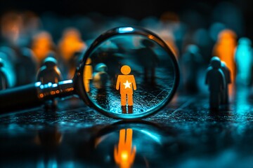 Magnifier glass finding right person best job candidate concepts recruitment management