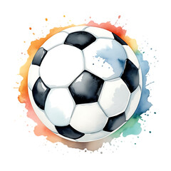 Fototapeta premium Watercolor Soccer Ball Art Print Colorful Splash Design