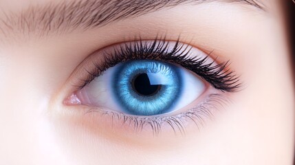 Obraz premium Close up image of beautiful blue female eye. Macro shot.