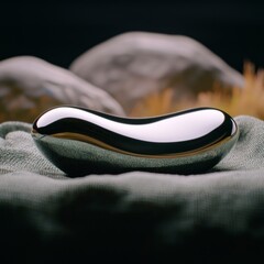 Obraz premium Polished Chrome Abstract Sculpture on Fabric