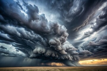 Minimalist Monochromatic Storm Clouds: Dramatic Sky Stock Photo