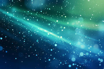 Fototapeta premium Abstract blue and green light patterns with shimmering bokeh effects in a dreamy background