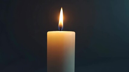 Flickering candle emits warm light in a darkened space during a calm evening atmosphere