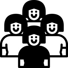 crowd of women solid line icon