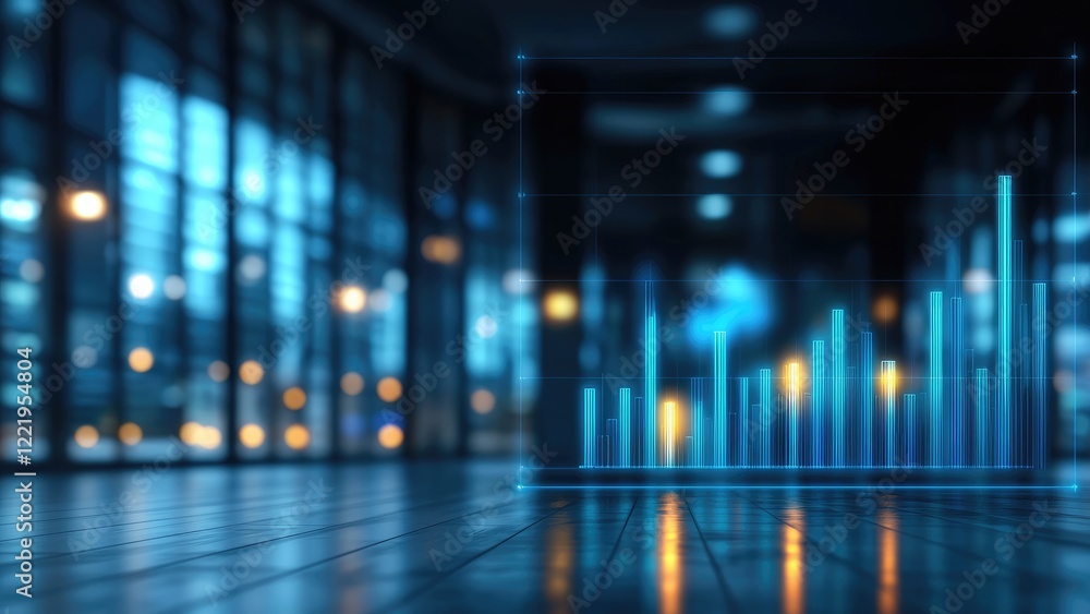Aufkleber blue abstract data representation with charts and modern background