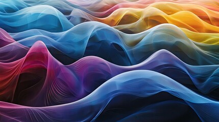 A series of overlapping waves in various colors, symbolizing the constant evolution of technology and communication.