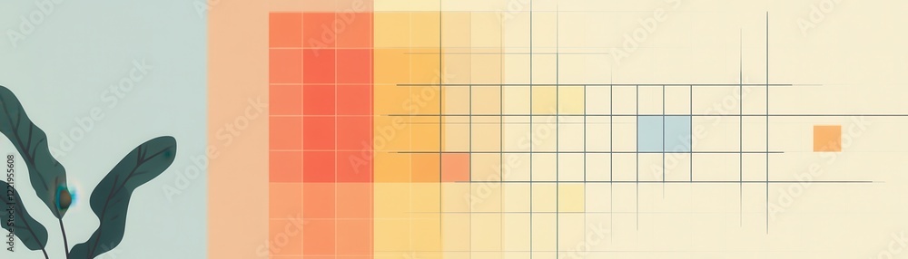 Poster a modern abstract artwork featuring geometric shapes and soft colors, blending organic forms with st