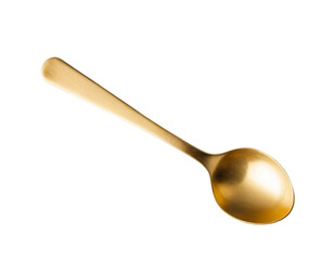 Golden Spoon Isolated on Transparent PNG Background.