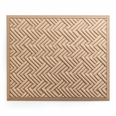 Beige Textured Interlocking Pattern Mat Geometric Design 3D Embossed Rug