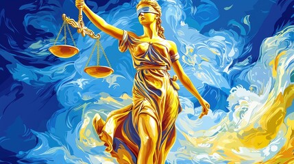 A vibrant image of justice vectors integrated into promotional materials for a legal event or seminar