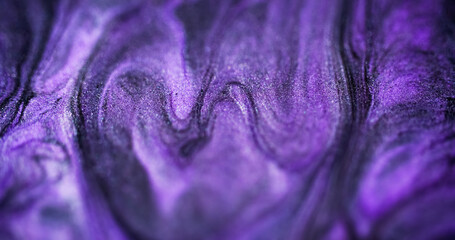 Shimmering wave. Glitter fluid blend. Blur purple blue black color sparkling particles texture paint cascade swirl abstract art background.