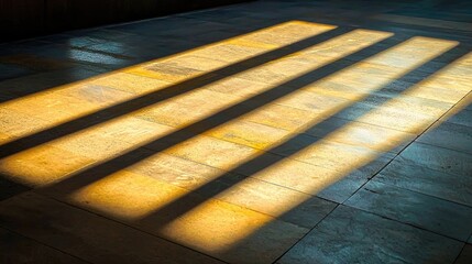 An abstract composition of light beams and shadows, creating a sense of depth and dimensionality.