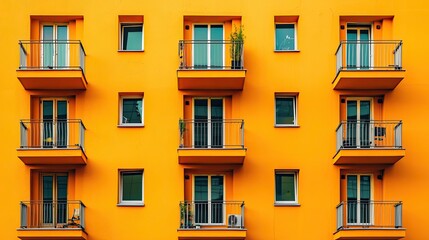 an abstract design made up of repeated architectural elements, such as windows and balconies, creating a rhythmic pattern.