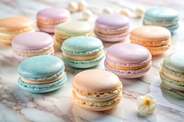 Fototapeta premium Moonstone Macarons: Luxury Resort Pastry Dreamscape - High-Res Stock Photo