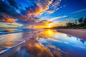 Mysterious Dawn Beach: Dark Night Photography, Broadcast Quality Stock Photo - Perfect Website Background