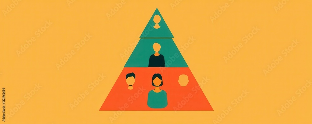 Poster the image features a pyramid structure with figures in different colors, symbolizing hierarchy or re