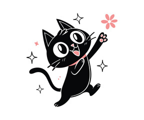cute cartoon anime-style cat
