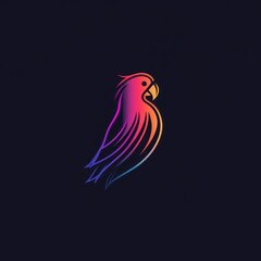 Obraz premium Gradient Parrot Logo Design Artistic Bird Illustration