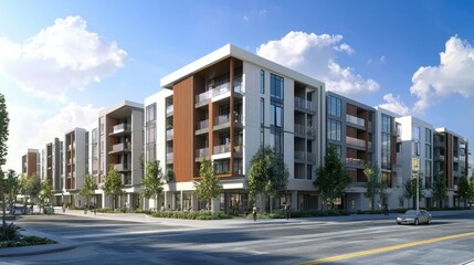 an image of a modern urban housing complex with innovative designs that promote community living.