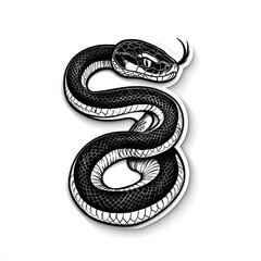 Obraz premium Black and white illustration of a coiled snake