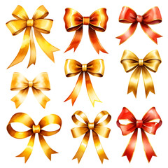 Shiny Gold and Red Bows Gift Wrap Design Collection