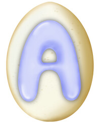 Easter egg , handwritten letters  alphabet decorated on egg pastel color, decorated for an Easter celebration.