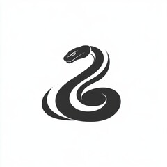 Fototapeta premium A Coiled Black Snake Design Simple Elegant Logo