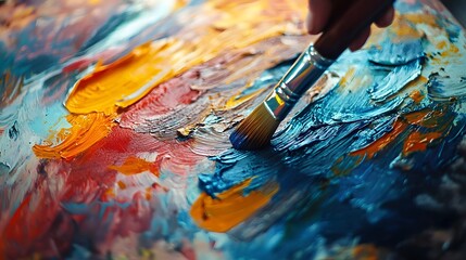 Obraz premium Vibrant Workshop Setting with Pottery Painting Colorful Paints Brushes and Creative Craft Supplies on the Table Capturing the Energy and Passion of a Hands On Creative Activity