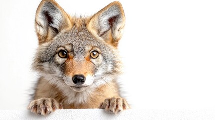 Obraz premium Coypu peeking over white background; wildlife photography for website banners