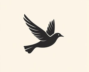 Obraz premium A stylized black bird in flight graceful wings