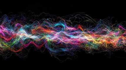 Illustrate brain waves as colorful lines and shapes, representing active thought and neural processes.